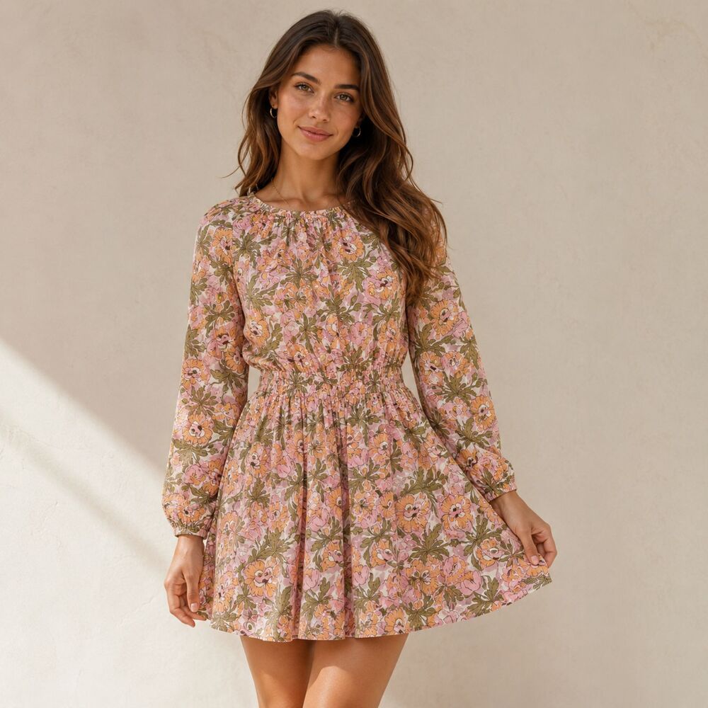 J.Crew Liberty Butterfield Poppy Pink Floral Smocked Mini Dress S Cottagecore